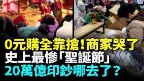 圣诞树成“光杆”0元购全靠抢；老百姓没钱消费了(视频)