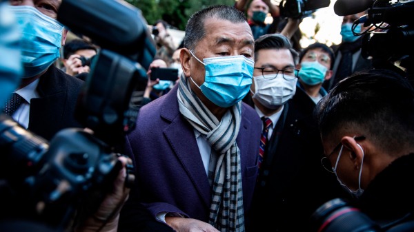 2020年12月31日，黎智英抵達香港終審法院。（圖片來源：ISAAC LAWRENCE/AFP via Getty Images)