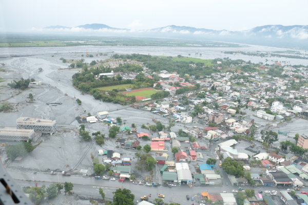2025年9月26日,花莲光复乡灾区空拍影像。
