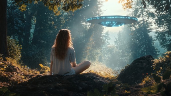 UFO 不明飞行物 女子 森林 965781849