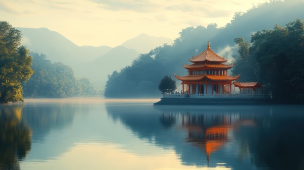 湖泊 廟 1207194432