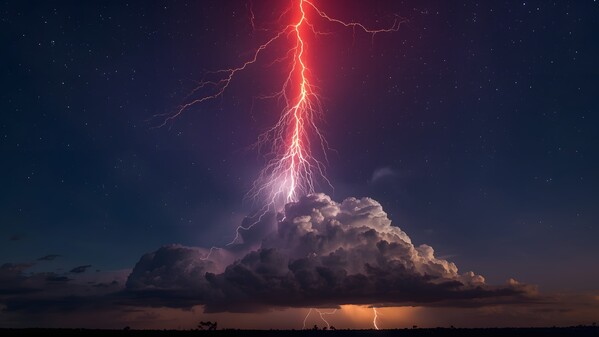 閃電 打雷 紅色 赤雷 1807648249