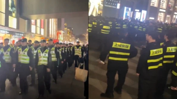 跨年夜中共草木皆兵杭州警察保安密密麻麻(图)