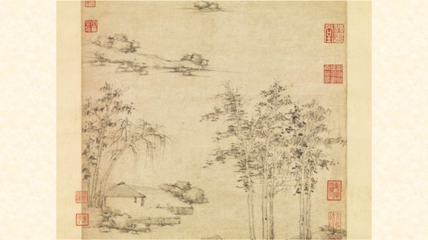元倪瓒江亭山色　轴