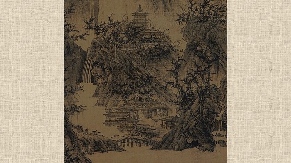 李成〈晴巒蕭寺圖〉，現藏於納爾遜藝術博物館。