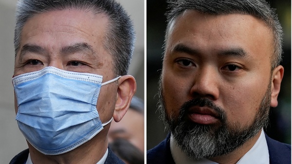 袁松彪(左)與衛志梁(右)於2026年3月2日分別抵達倫敦中央刑事法院(Old Bailey)出庭受審。