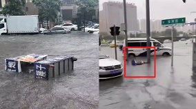 遼寧暴雨17萬人急撤瀋陽全城居家辦公路人疑遭漏電倒地(圖)