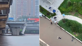 沈陽遭遇百年一遇暴雨燈塔被沖走有人遭電擊身亡(圖)