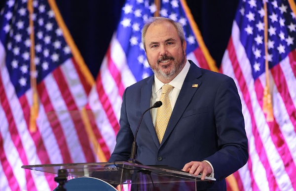 共和黨全國委員會(RNC)主席喬.格魯特斯(Joe Gruters)於2026年1月23日在加州聖巴巴拉希爾頓海濱度假酒店舉行的共和黨全國委員會冬季會議上發表講話。