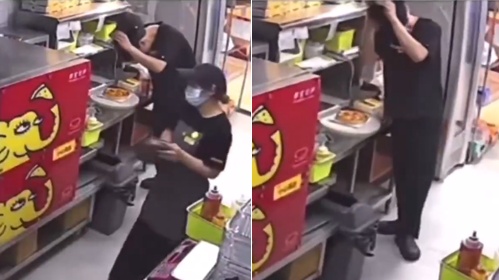 “尊宝比萨”杭州门店员工往餐品上撒头皮屑、吐口水。