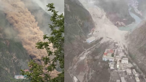 9月16日，四川省阿壩州茂縣發生大規模山體滑坡，大量岩土傾瀉而下，吞沒建築物與河道。