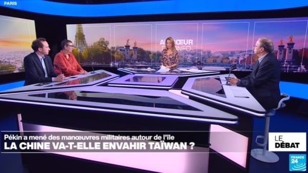 针对昨天共军军演，法国24台（France 24）的政论节目，探讨中共是否会“入侵”台湾