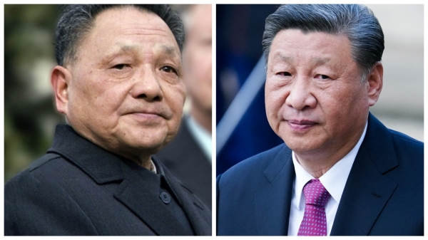 图为邓小平（左）与习近平（右）。（看中国合成图）