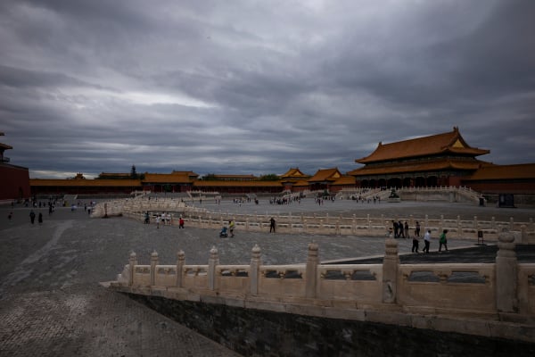 北京故宮的上空烏雲密佈。此為示意圖。（圖片來源：Emmanuel Wong/Getty Images）