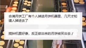 人肉月餅廣西工人掉攪拌機傳製成月餅賣出官方闢謠(圖)