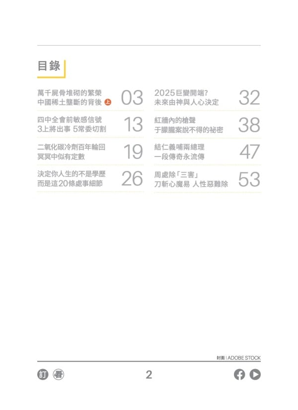 看中國半月刊2025年10月15日期目錄