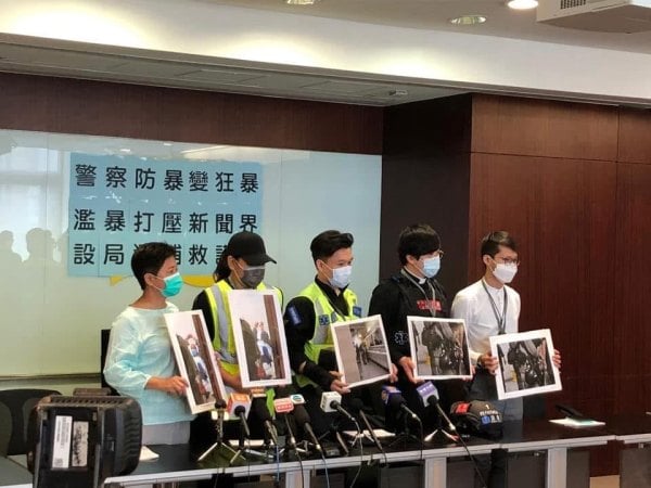 姜嘉偉和其他抗爭者召開新聞會