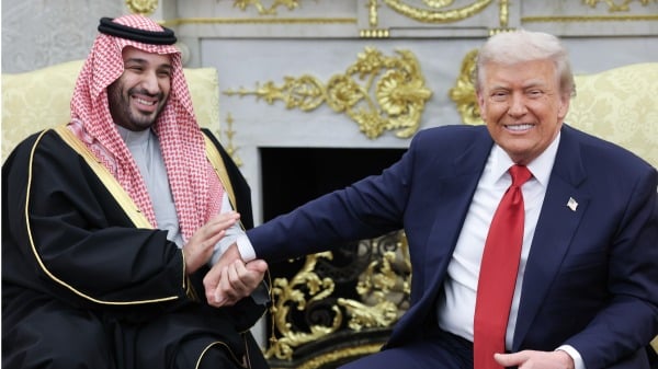 沙特王儲七年來首訪白宮宣布對美投資提高至近1萬億美元(圖)