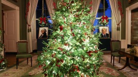 梅拉尼婭公布白宮聖誕裝飾樂高總統肖像與51棵聖誕樹亮相(圖)