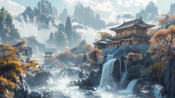 山水 庙宇 809453403