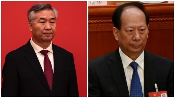 圖為中共中央政治局常委、中央紀律檢查委員會書記李希（左）與中組部部長石泰峰（右）。（看中國合成圖）
