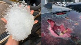 北京鸡蛋大冰雹狂砸有人满脸血车辆报险破万(组图)