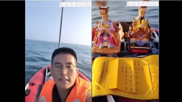 一位中國男子「山東凱哥」拍片自稱以橡皮艇偷渡方式至桃園插旗。