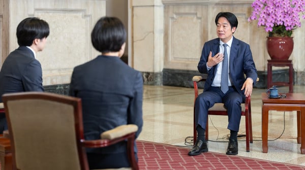 賴總統近日接受「news zero」主持人櫻井翔及「讀賣電視台」上海支局長渡辺容代專訪。