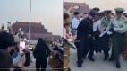 「六四」前夕天安門升旗時青年男子衝向旗桿被抓(圖)