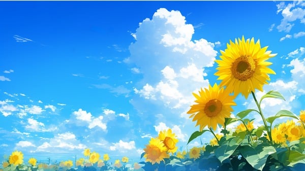 夏至 节气 老话  蓝天 白云 向日葵