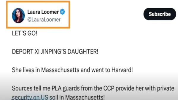 美国保守派记者劳拉.卢默（Laura Loomer）日前在社媒发文呼吁川普总统驱逐习近平女儿习明泽。