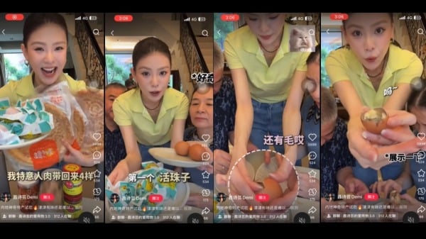台灣女星聶詩芸日前攜帶南京特產「活珠子」回台，引發眾人恐慌。（圖片來源：視頻截圖）