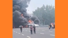 京滬高速慘烈車禍濃煙滾滾多車被烈火吞噬(圖)