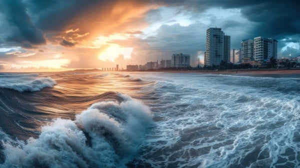 海浪 波浪 海嘯 城市 720096294
