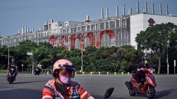 2023年9月13日，晶片大廠台積電位於台灣台中的微晶片製造廠外。