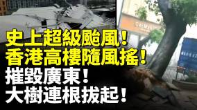 史上超级台风来了宛如世界末日香港高楼随风摇摧毁广东大树连根拔起(视频)