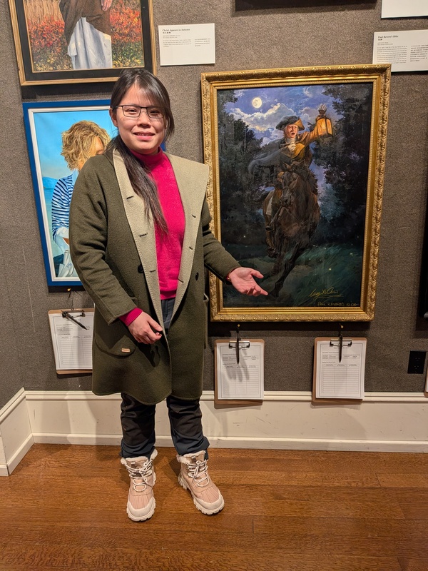 中国画家Lucy Cui和她的决赛入围作品《夜奔》（摄影/舒馨）