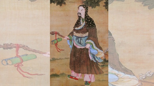 《邱祖便装行道图》，据传是元朝画作，有清代牟昌裕题跋，正收藏在北京白云观。（图片来源：公有领域／维基百科）