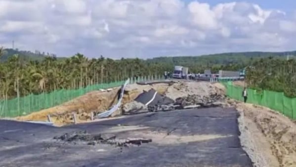 2月11日，海南瓊海市博鰲鎮一段仍未竣工的省級交通路段發生塌陷事故。