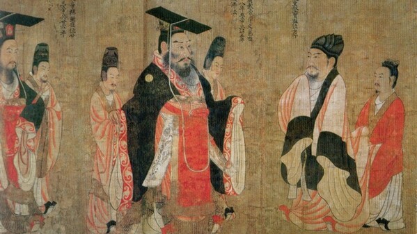 初唐画家阎立本所绘制的〈历代帝王图〉局部，现藏于美国波士顿美术馆。