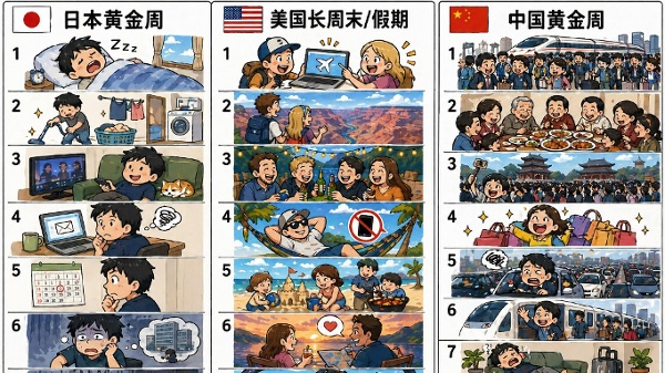 中美日對比「黃金週」怎麼過差距有點大(圖)
