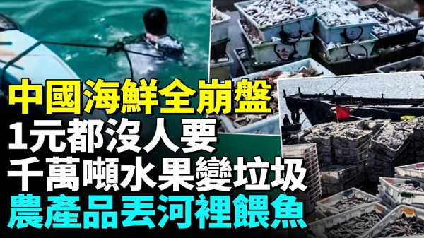 中国海鲜烂市没人要 蔬菜水果几毛无人问津(视频)