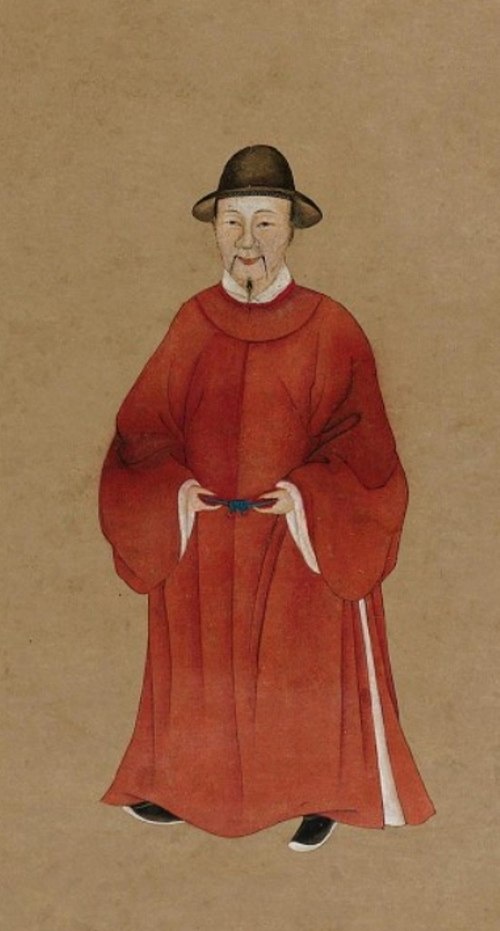 张灵绘 《唐伯虎像》（局部）​