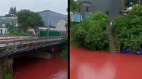 安徽惊现“血红色河流”绵延数里望不到头(图)