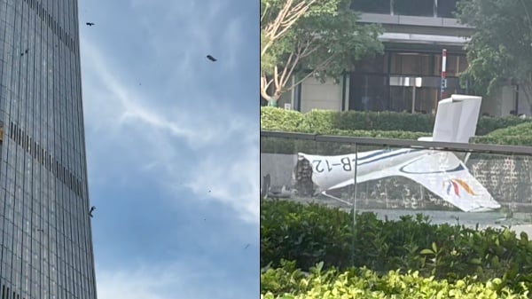 北京第一高楼疑遭小飞机撞击飞机损毁员工紧急疏散(组图)