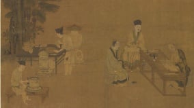 宋代茶文化历史记录：刘松年〈撵茶图〉(组图)
