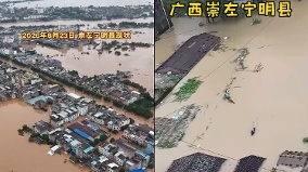 台风肆虐广西13河流现超警洪水宁明全城被淹惨状视频曝光(图)