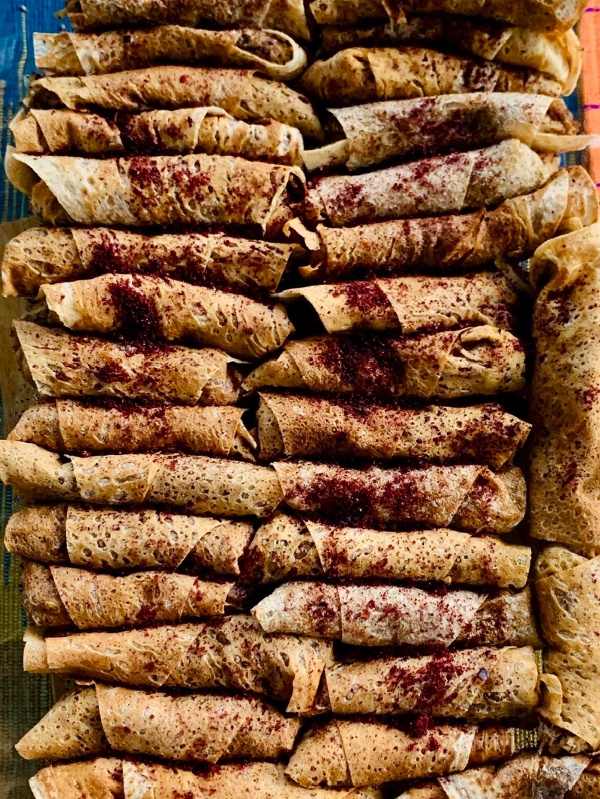 巴勒斯坦食物Musakhan rolls。（图片来源：看中国记者Nadia Ghattas）